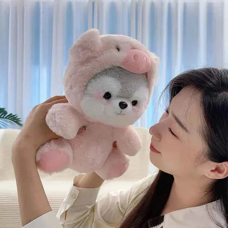 Kawaii Dog Plush Toy (7.9 in) - Anime Husky Cosplay Pig Doll Stuffed Animal Gift
