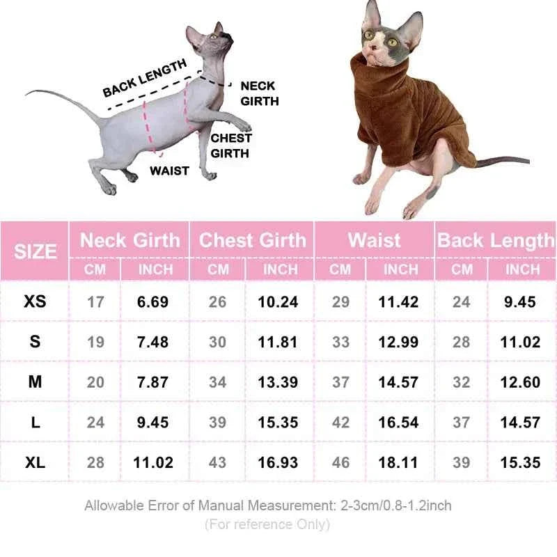 Sphynx Cat Turtleneck Sweater – Soft Warm Hairless Cat Pullover