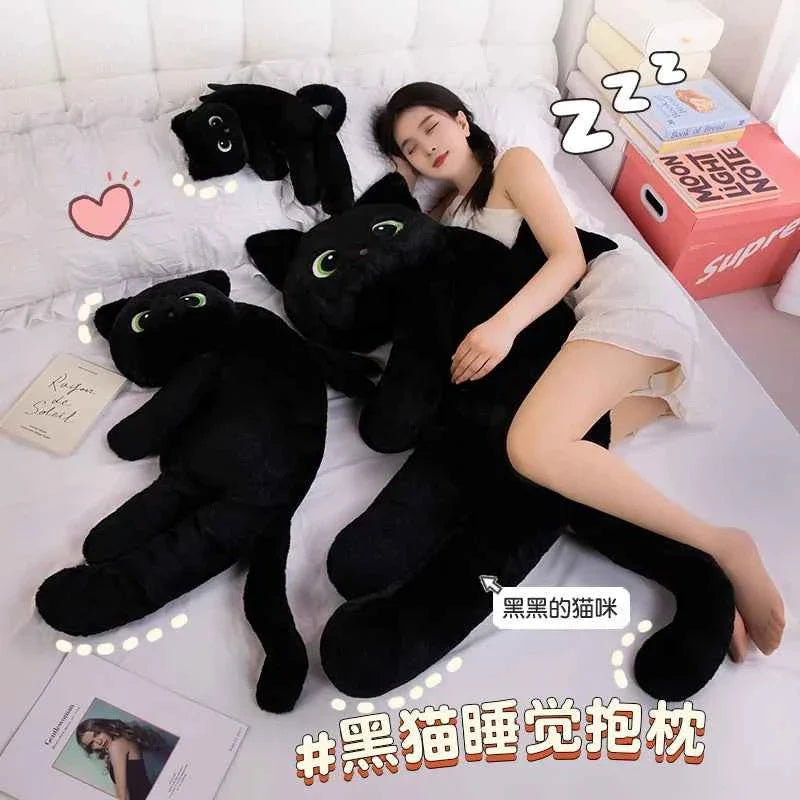 Giant Black Cat with Wings Plush Pillow (15.7-43.3 in) - Cute Special-Shaped Doll Gift
