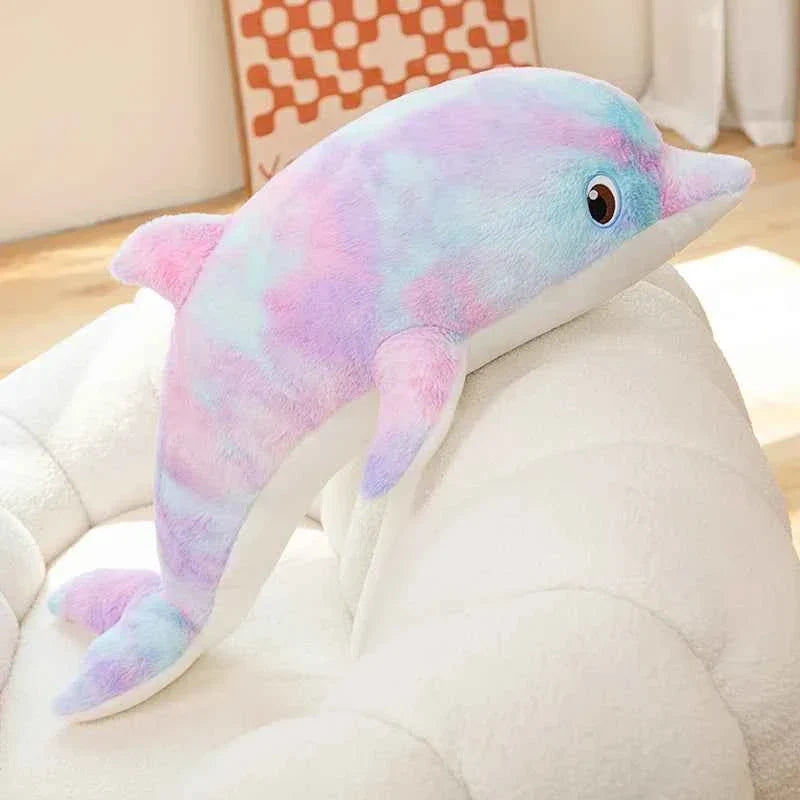 Cute Colorful Dolphin Plush Toy (19.7 in) - Soft Cartoon Throw Pillow Home Decor Gift