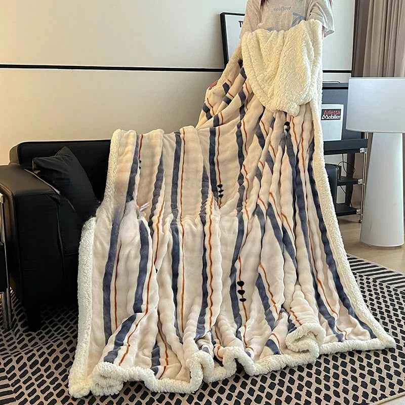 Double Sided Faux Rabbit Fur Blanket – Thick Soft Lightweight Throw