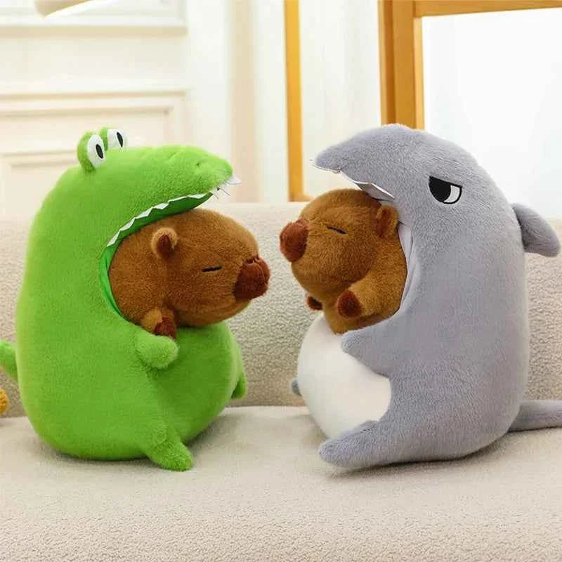 Giant Kawaii Capybara Plush Doll (11.8 in) - Cute Crocodile/Shark Peripheral Stuffed Toy Gift