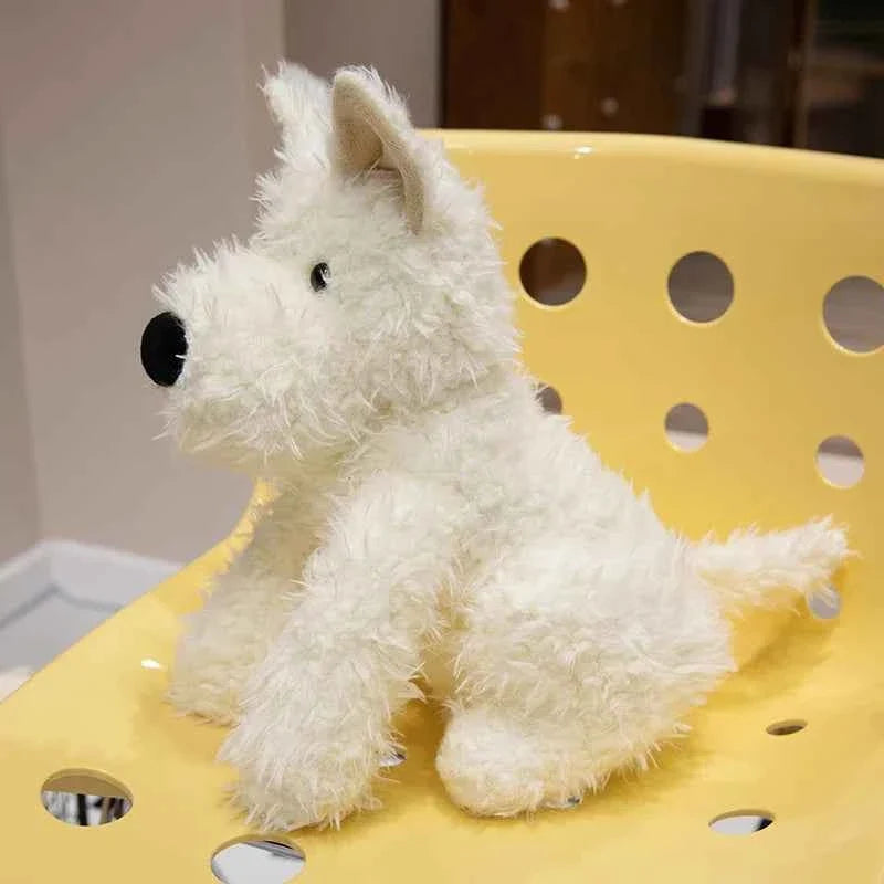 Lifelike West Highland White Terrier Plush Toy – Fluffy Realistic Stuffed Dog Doll Gift