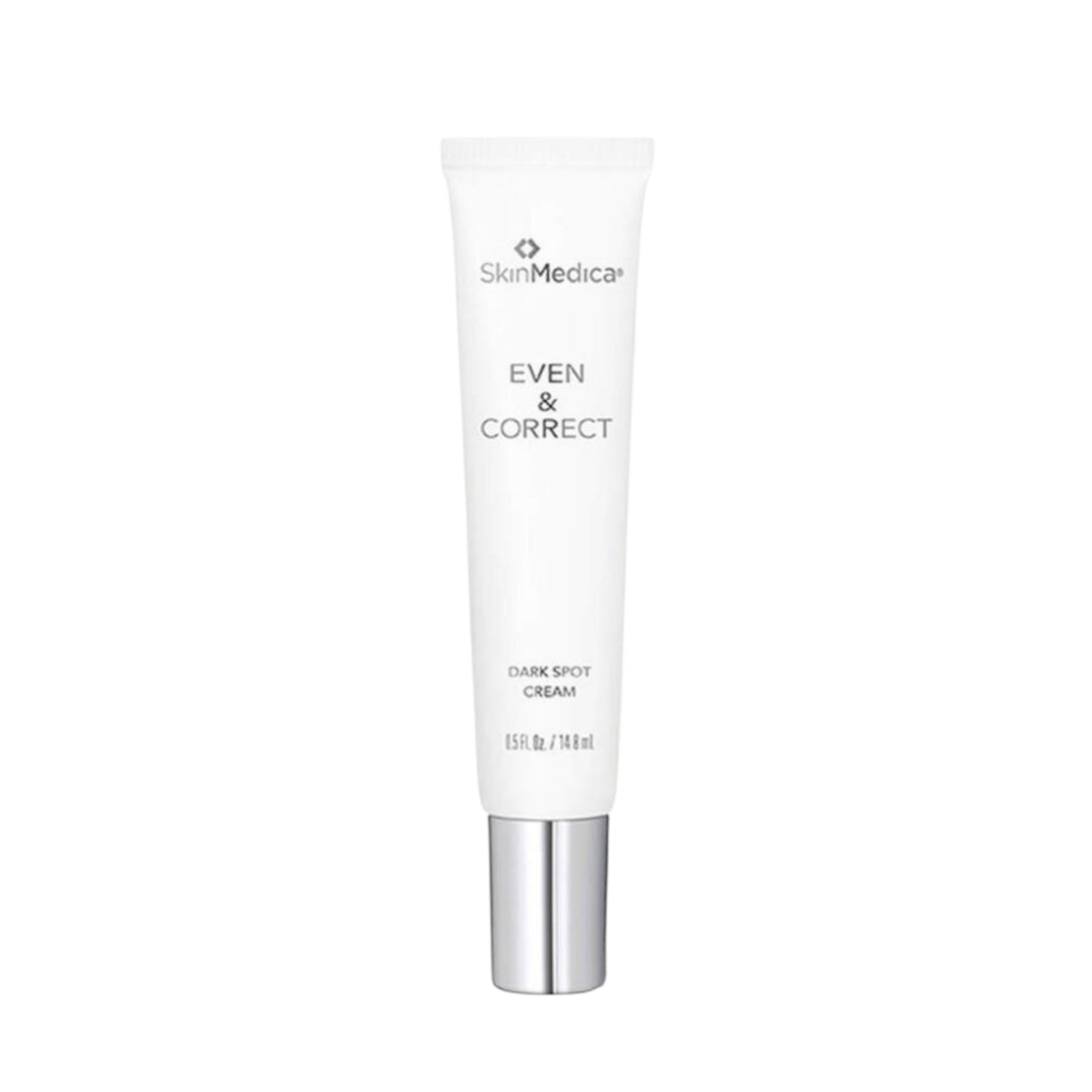SkinMedica Even & Correct dark spot cream tube, white squeeze tube