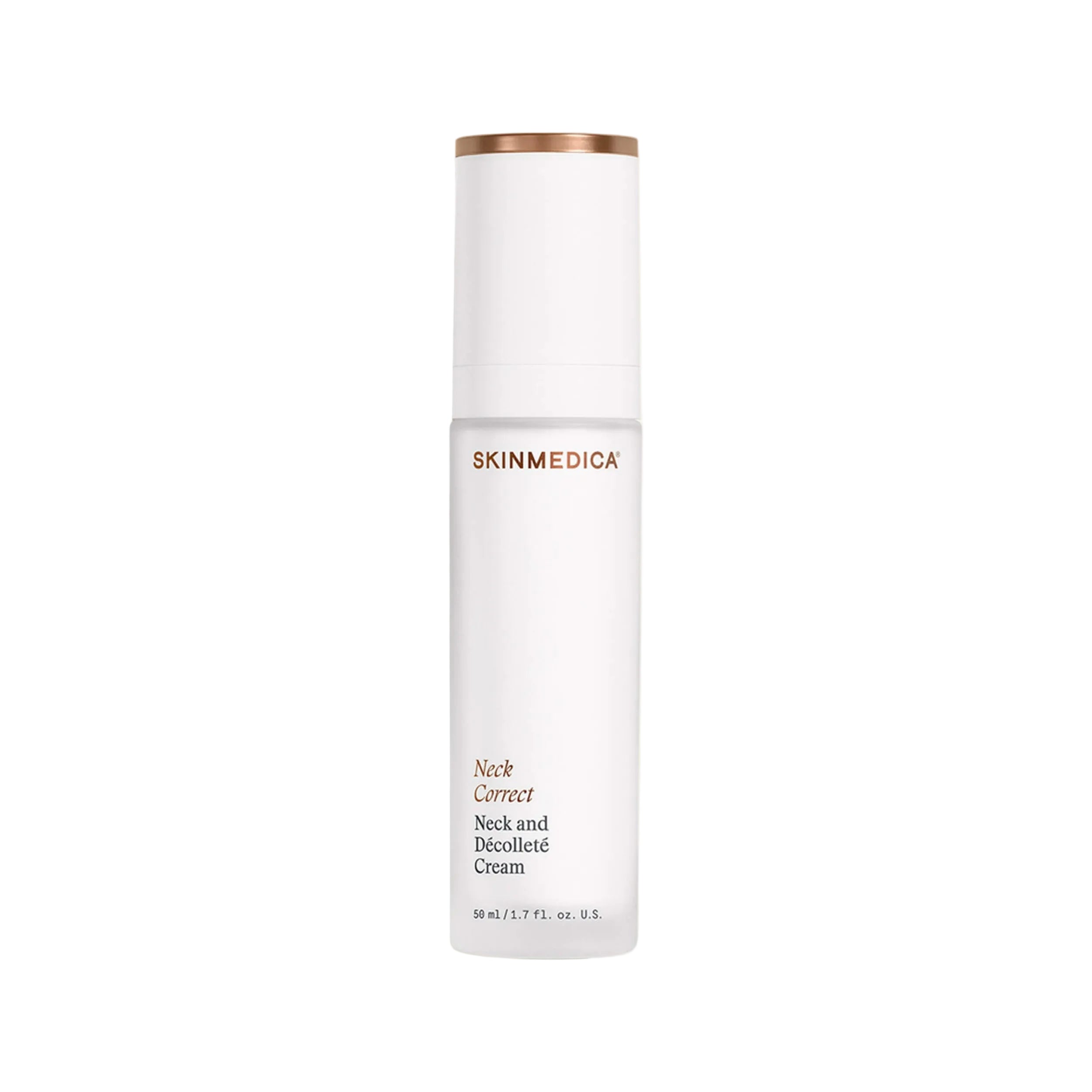 SkinMedica Neck Correct neck and decollete cream bottle with gold cap