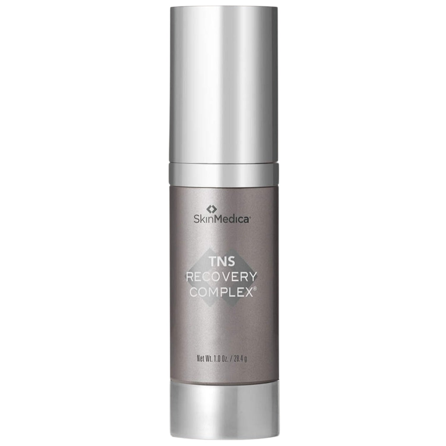 SkinMedica TNS Recovery Complex 1 oz cylindrical serum bottle with silver cap