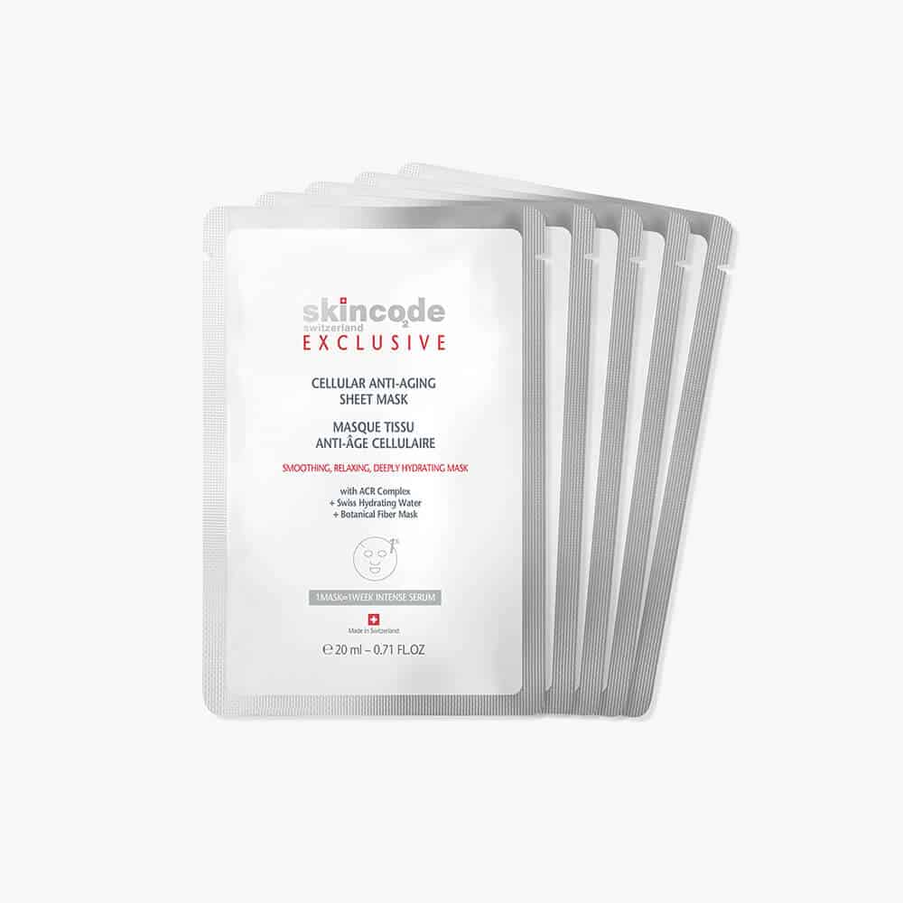 Skincode Exclusive cellular anti-aging sheet mask set, five white packets