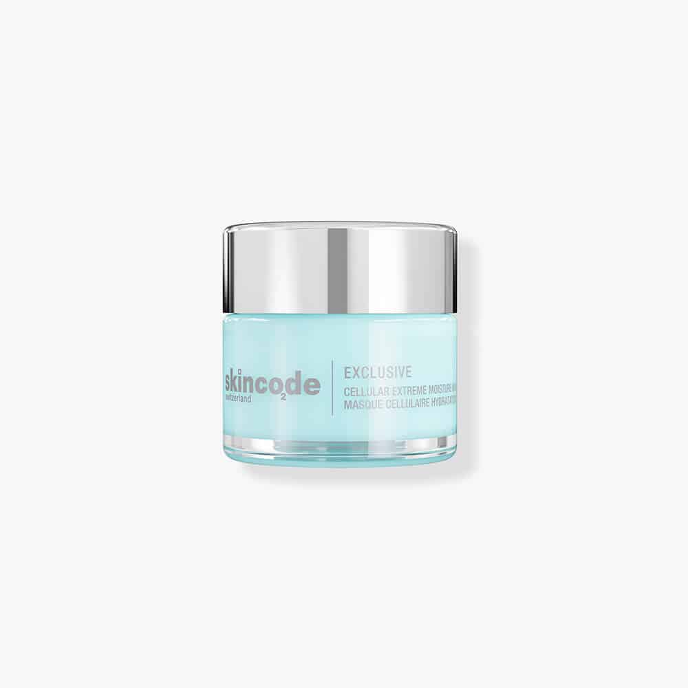 Skincode Cellular Extreme Moisture Mask jar with silver lid, clear blue cream