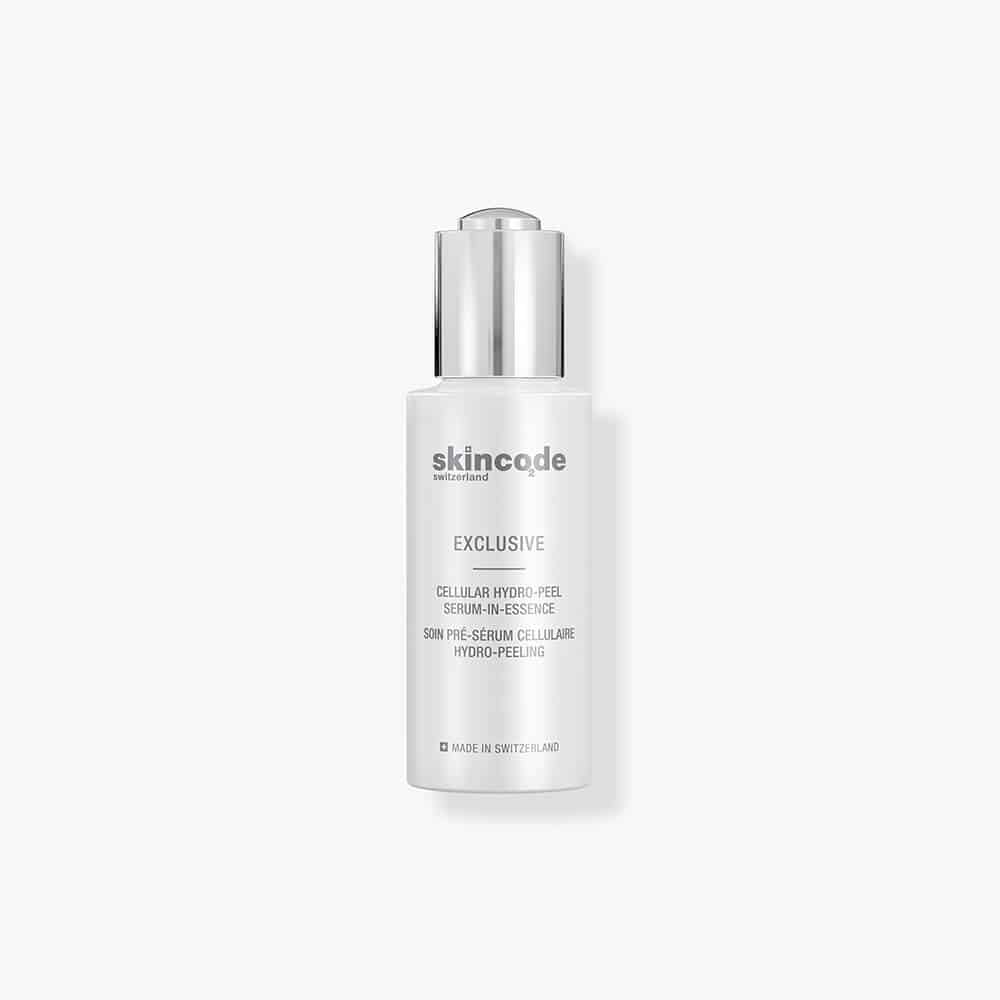 Skincode Cellular Hydro-Peel Serum-in-Essence bottle, white pump dispenser