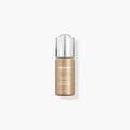 Skincode overnight restoration oil bottle with silver pump cap, amber serum