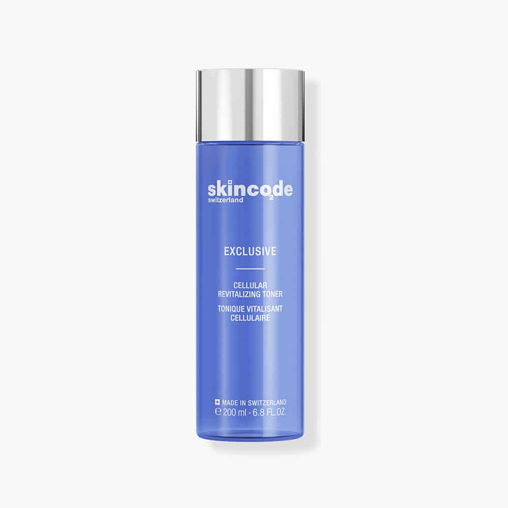 Skincode cellular revitalizing toner, 200 ml bottle with blue liquid