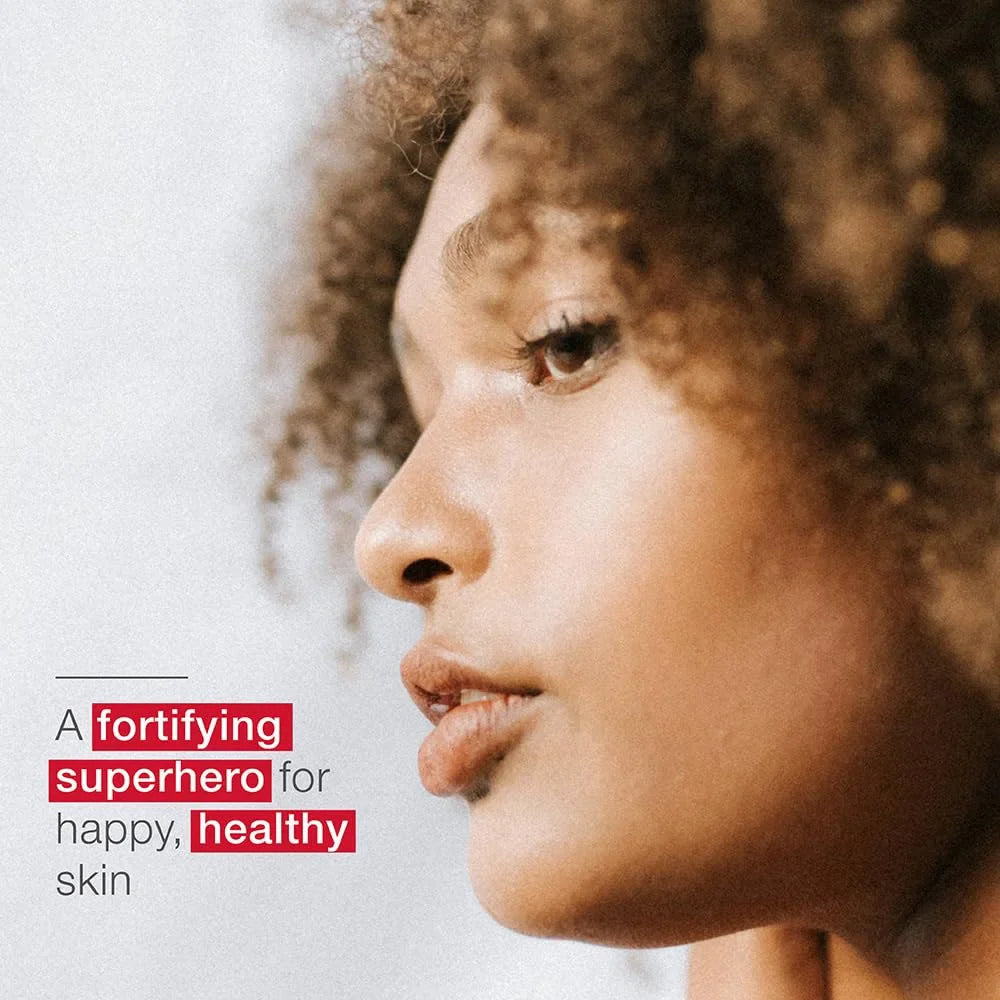 Woman in profile with skincare badge for hydro repair serum