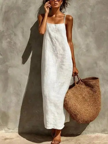 Women's Linen Maxi Dress | Sleeveless, Casual Boho | Breathable Summer Dress