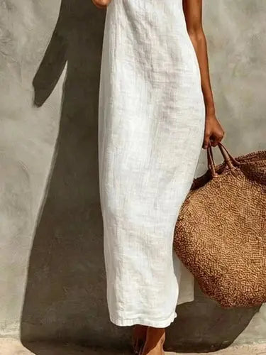 Women's Linen Maxi Dress | Sleeveless, Casual Boho | Breathable Summer Dress