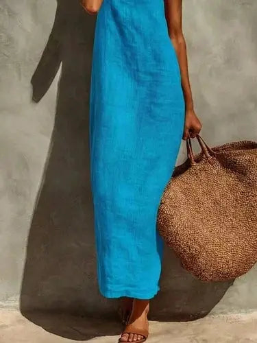 Women's Linen Maxi Dress | Sleeveless, Casual Boho | Breathable Summer Dress