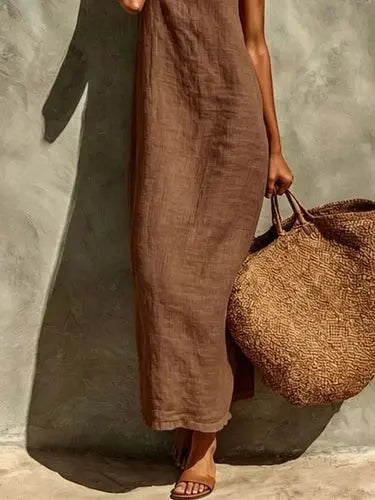Women's Linen Maxi Dress | Sleeveless, Casual Boho | Breathable Summer Dress