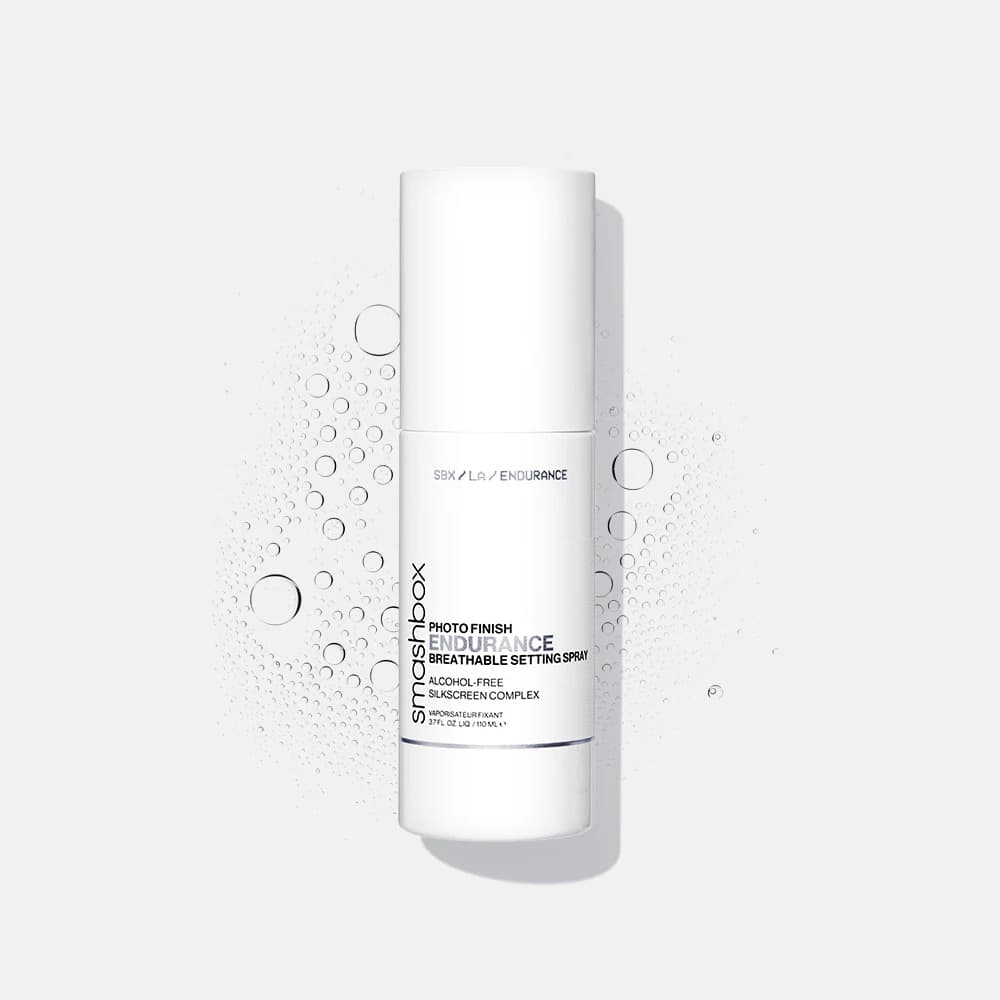 Smashbox setting spray bottle, white cylinder with cap and sprayer nozzle