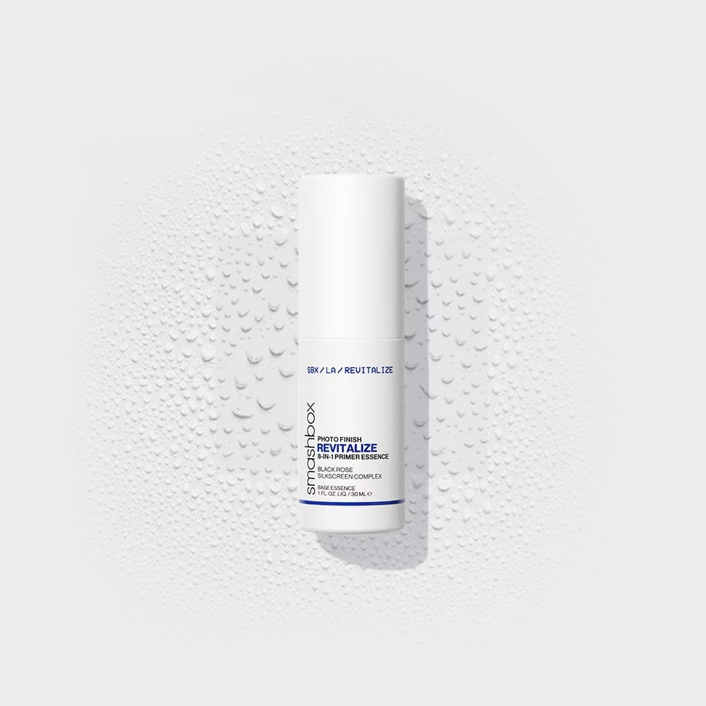 Smashbox travel primer essence bottle, white tube with Revitalize label, 30 ml