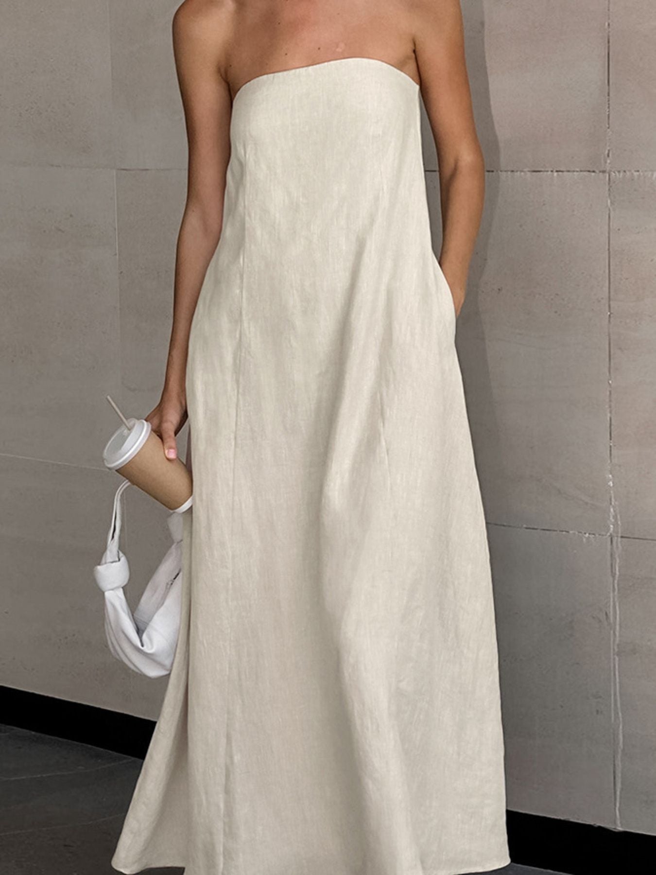 Hemp Smocked Back Tube Dress