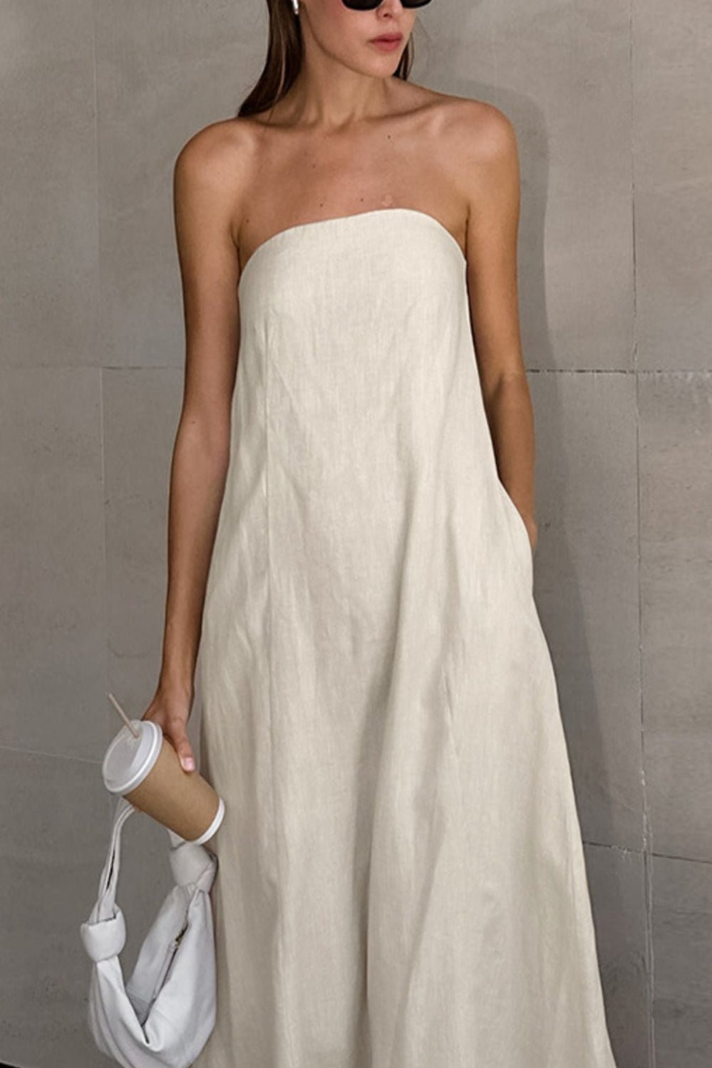 Hemp Smocked Back Tube Dress