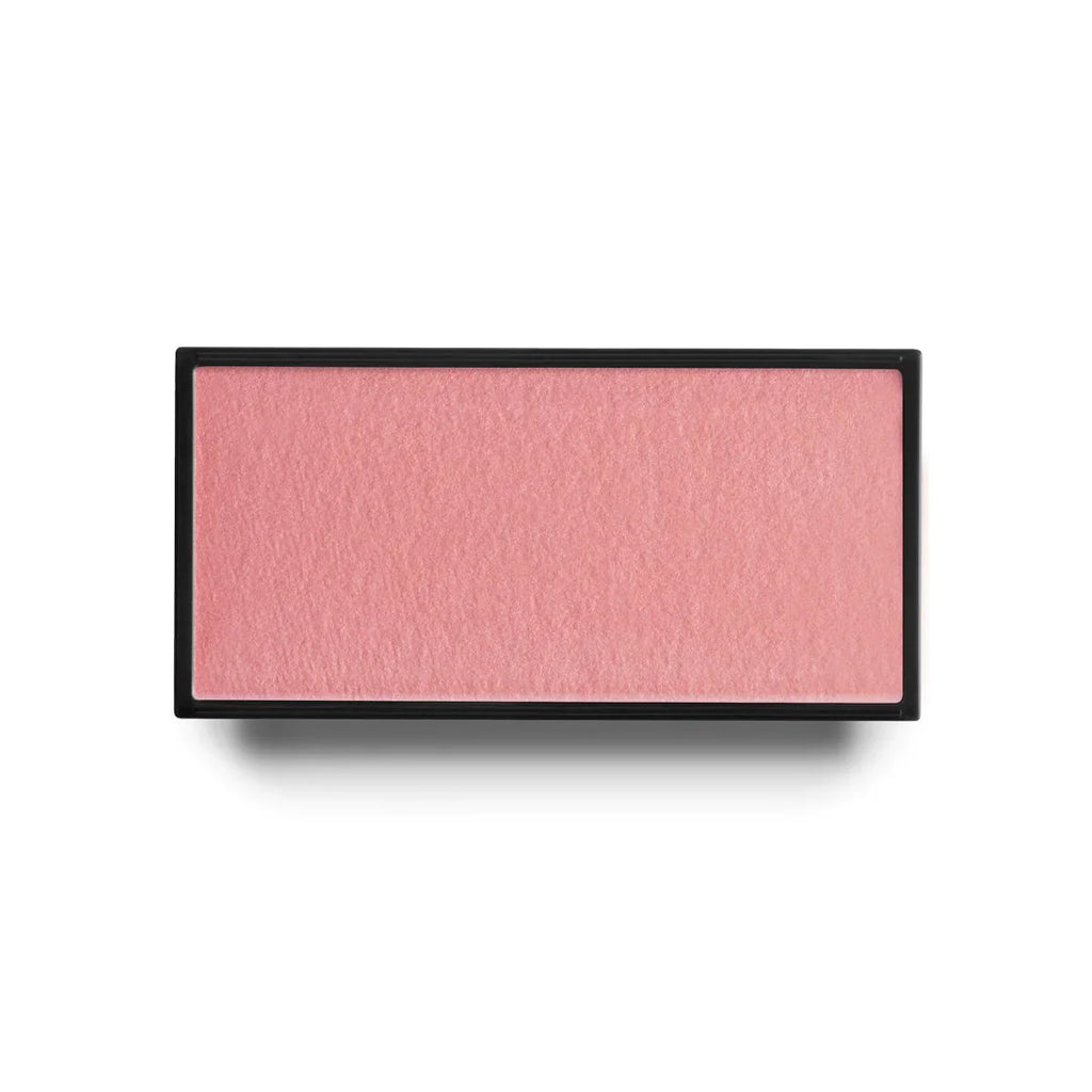 Blush compact pan with light rose-pink matte powder in rectangular case.