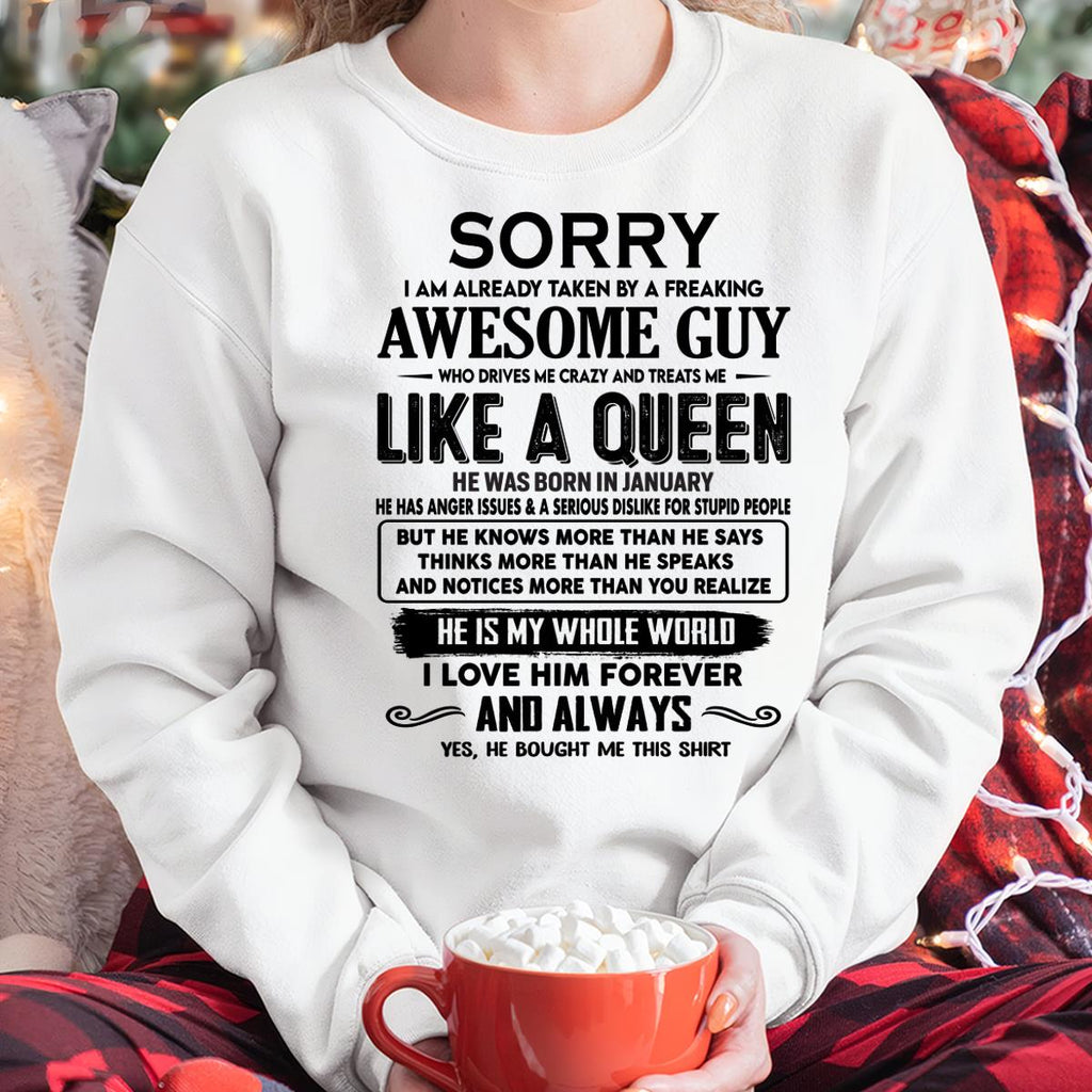 January - Sorry I am already taken by a freaking awesome guy - Gift for Wife From Husband - NGHL01 (SKU-SRG-01)