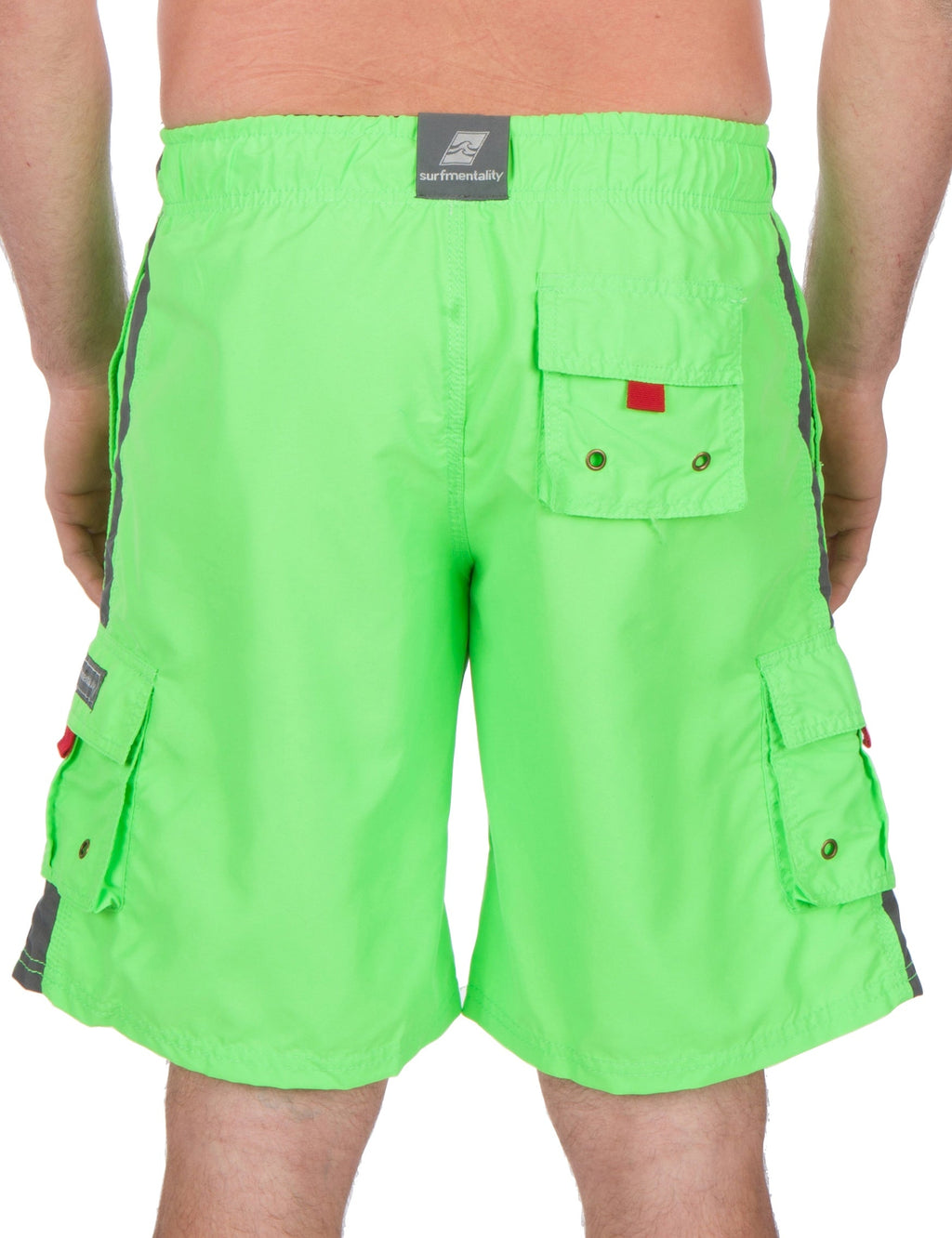 Men's Contrast Striped Solid Color Swim Trunks for Surfing and Skating by Sakkas