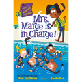 Hardcover book cover with cartoon title Mrs Marge Is in Charge and kids in water