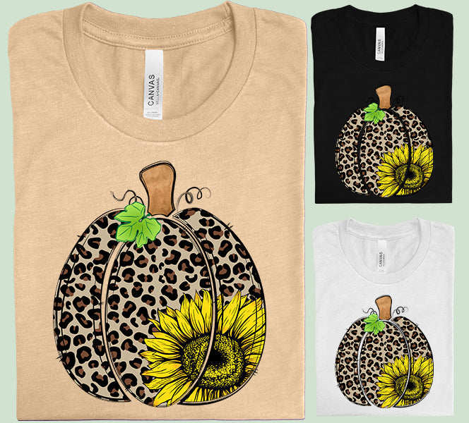 Leopard Sunflower Pumpkin Graphic Tee