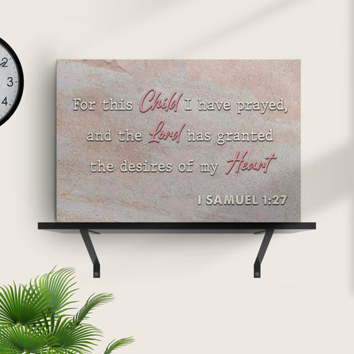Rectangular scripture canvas wall art with cream and red lettering, textured surface