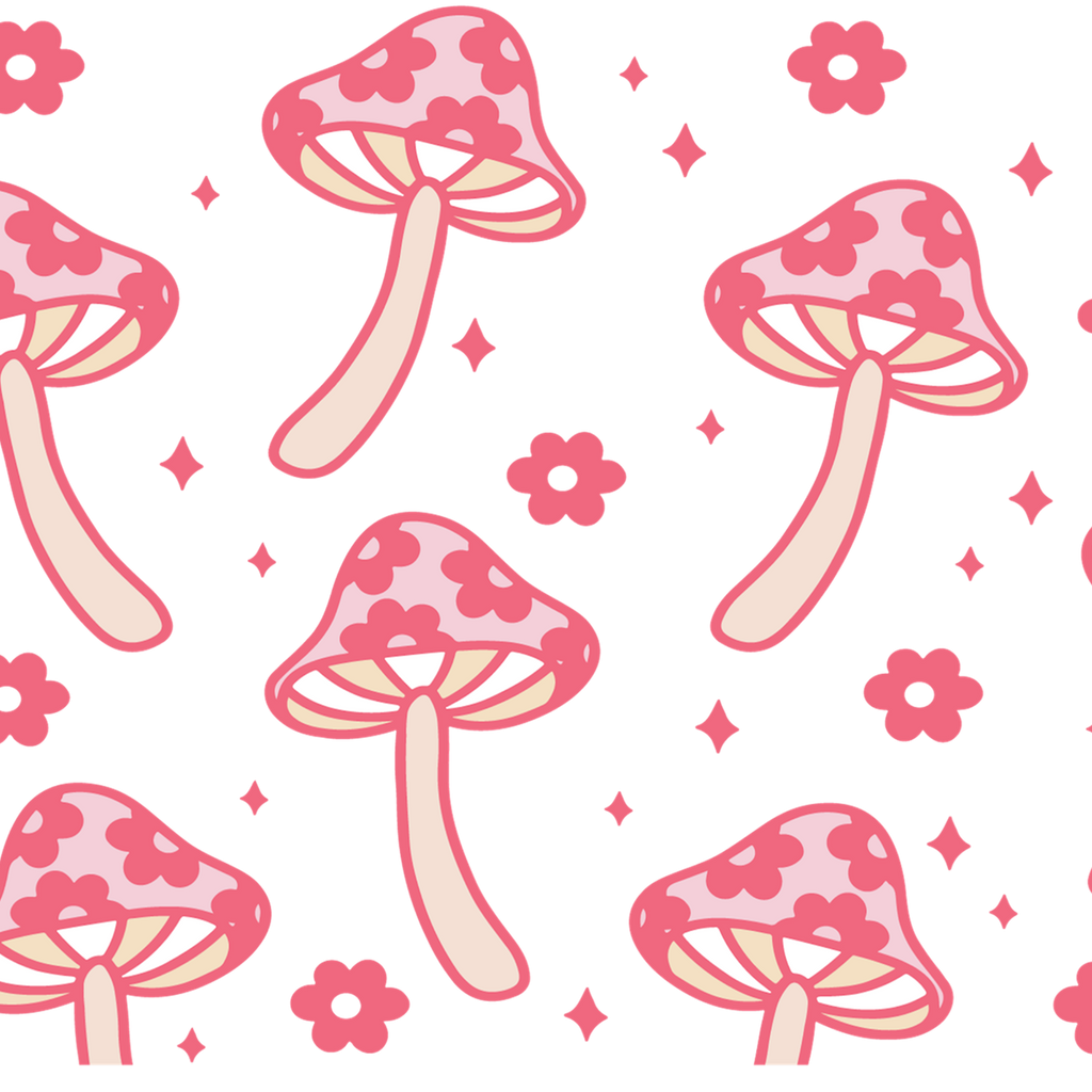Retro Floral Boho Mushroom Glass Cups