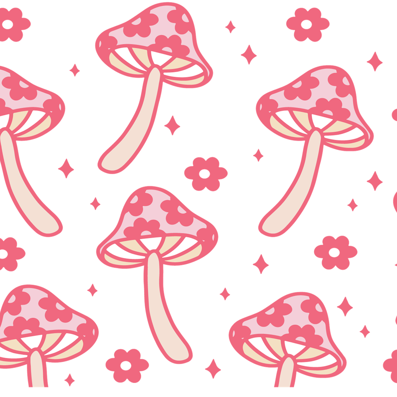 Retro Floral Boho Mushroom Glass Cups
