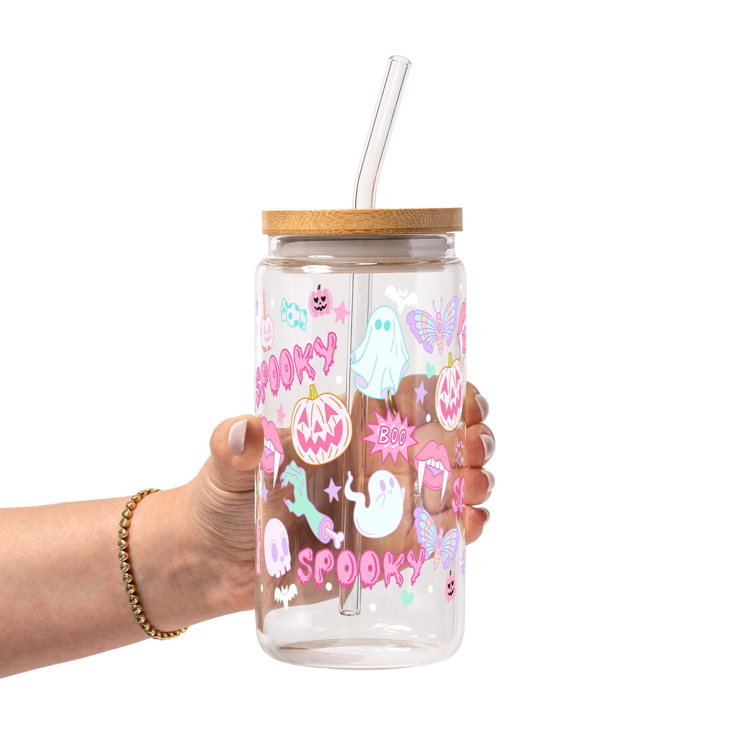Pastel Pink Halloween Glass Cups
