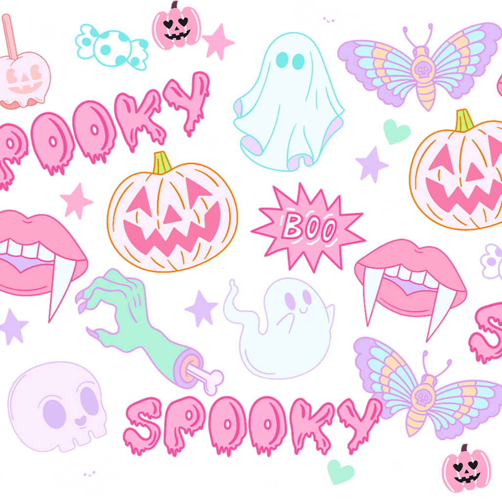 Pastel Pink Halloween Glass Cups