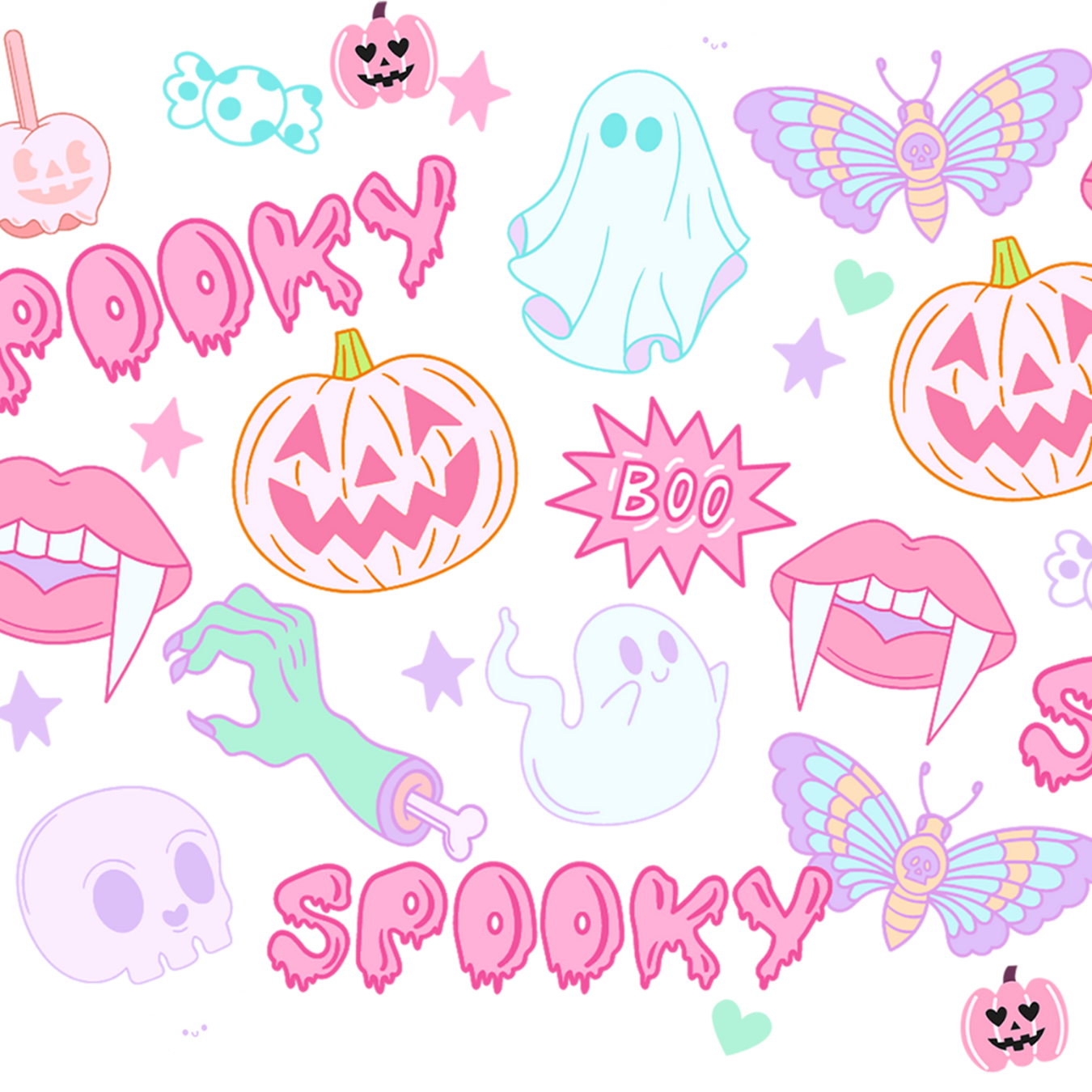 Pastel Pink Halloween Glass Cups