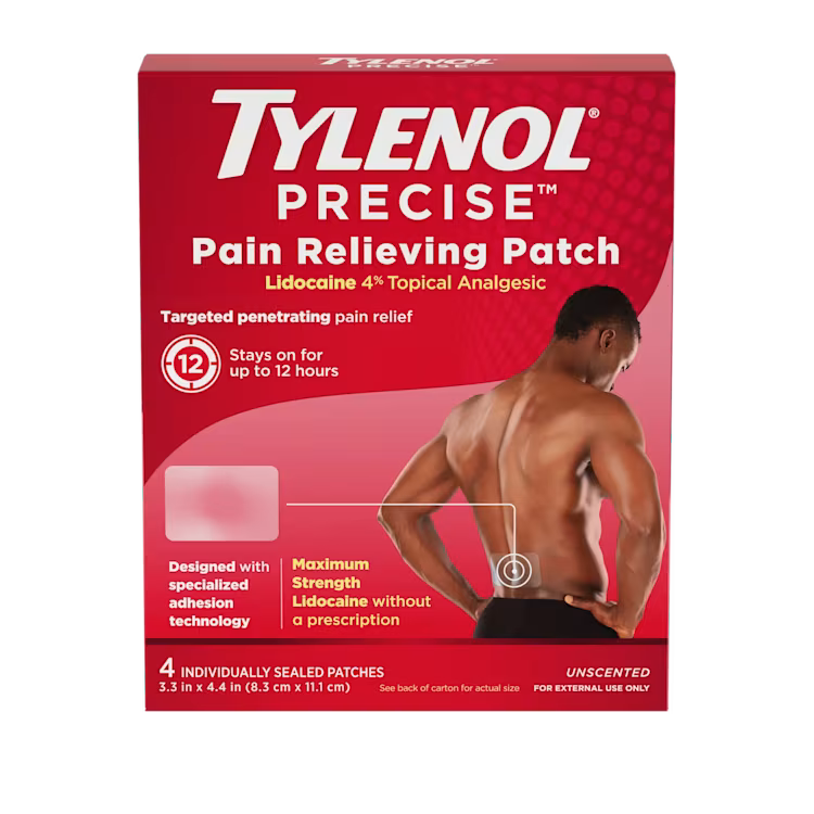Tylenol Precise Pain Relieving Patches, Large Topical Analgesic Patches + 4% Lidocaine 4ct