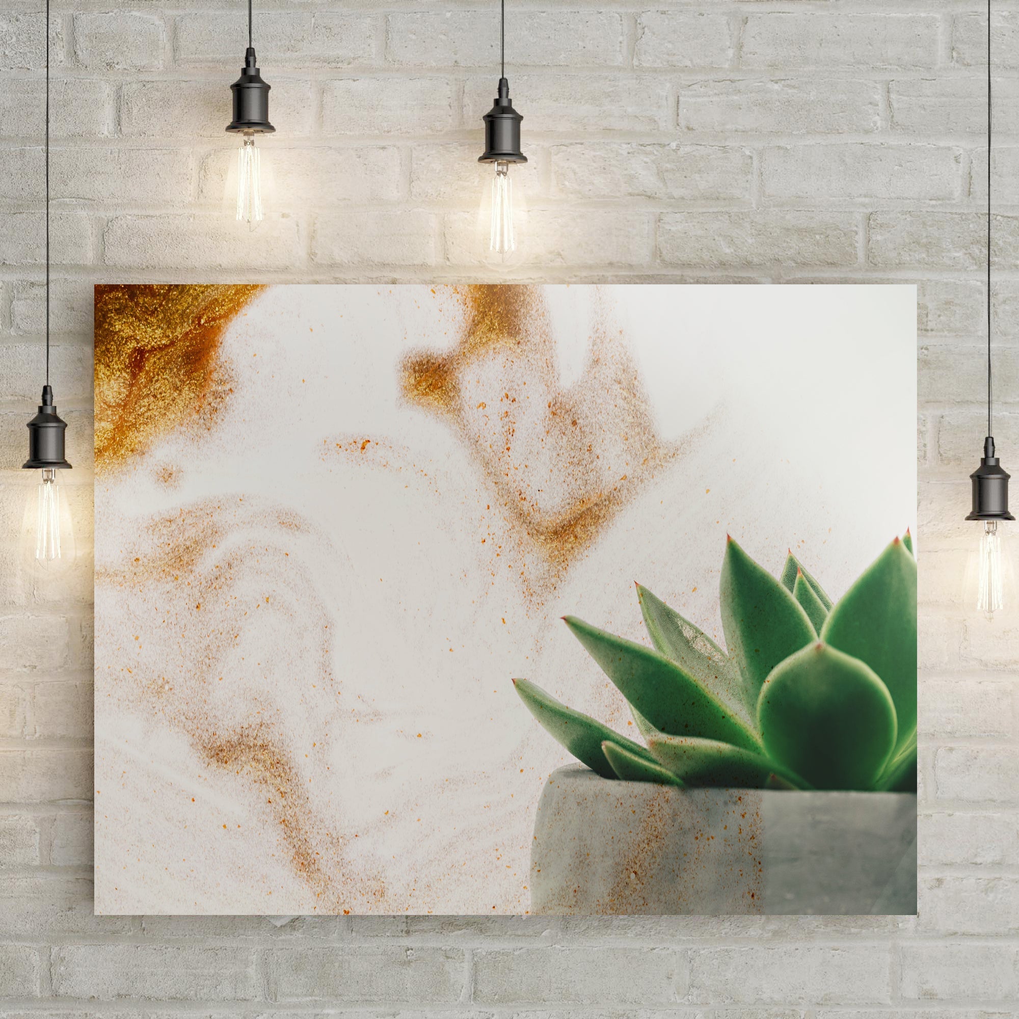 Stone Pot Succulent Plant Canvas Wall Art
