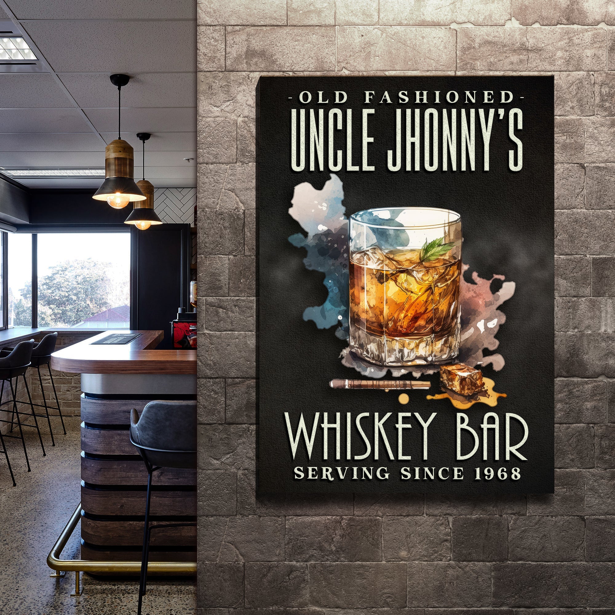 Old Fashioned Whiskey Bar Sign