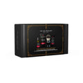 Groomer kit gift box with sandalwood-themed shaving products, dark and gold design