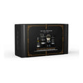 Unscented shaving groomer kit gift box with gold trim and pictured grooming bottles