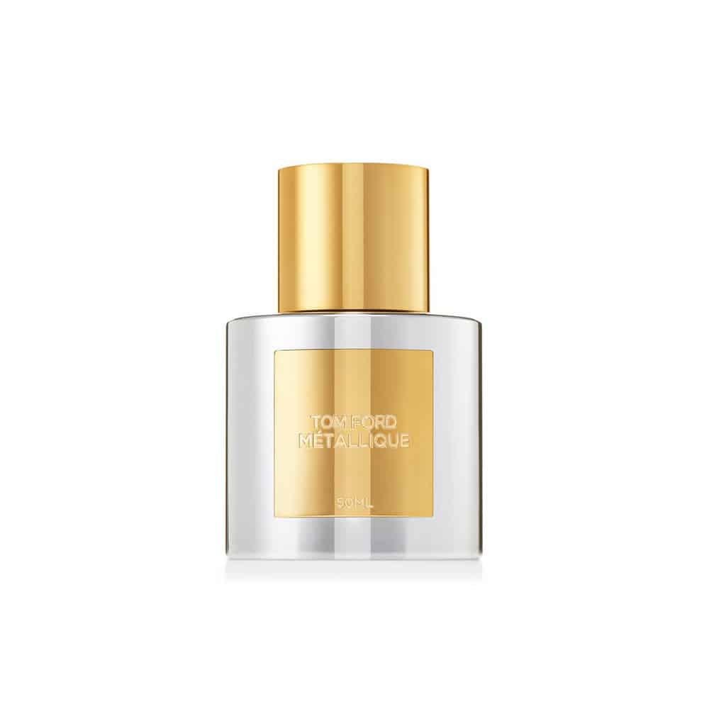 Tom Ford Metallique eau de parfum bottle with gold cap and frosted glass