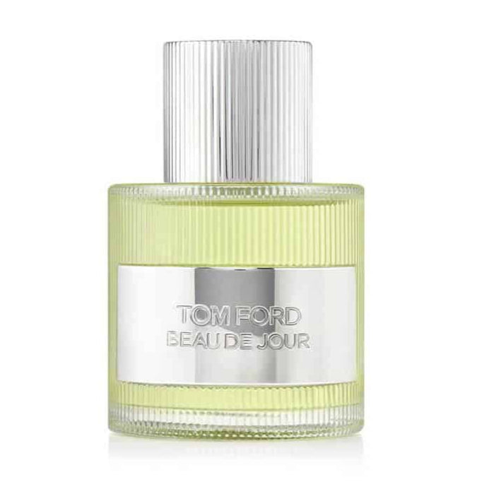Tom Ford Beau de Jour eau de parfum bottle with ribbed clear cap, light green glass and label