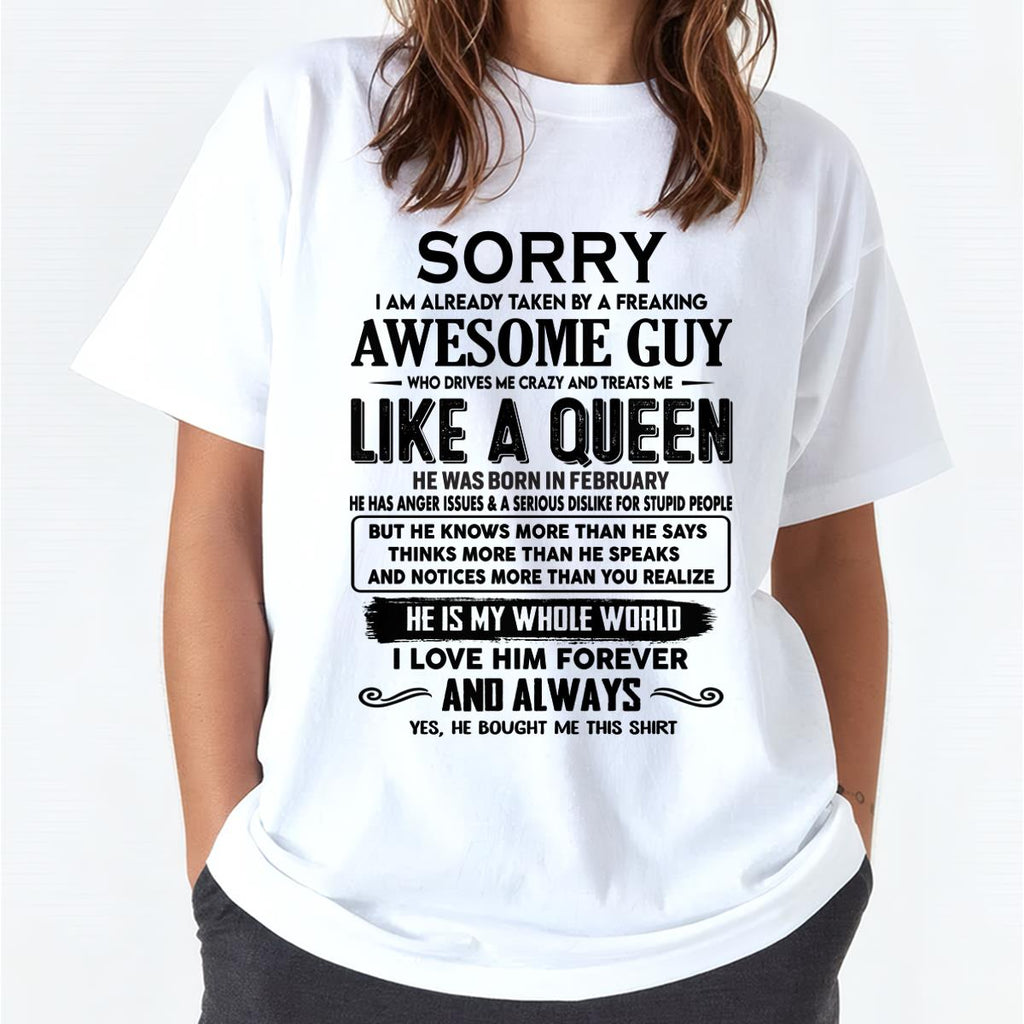 February - Sorry I am already taken by a freaking awesome guy - Gift for Wife From Husband - NGHL02 (SKU-SRG-02)