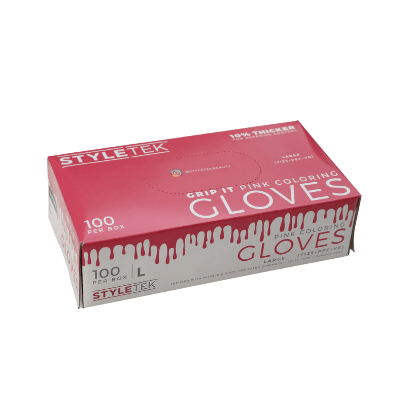 Pink powder-free disposable gloves box, size Large, 100 gloves per box