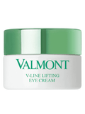 Valmont V-Line lifting eye cream jar with green lid and white cream body