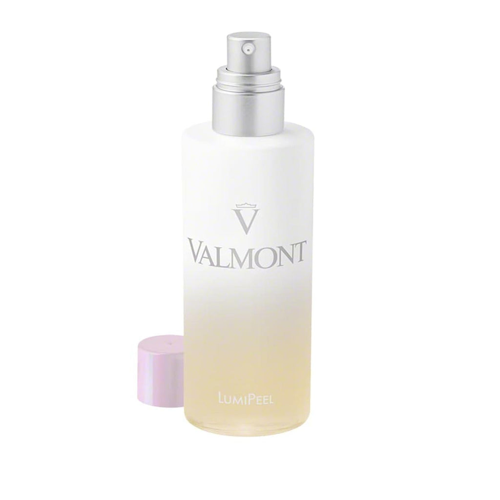 LumiPeel cosmetic pump bottle with silver spray top