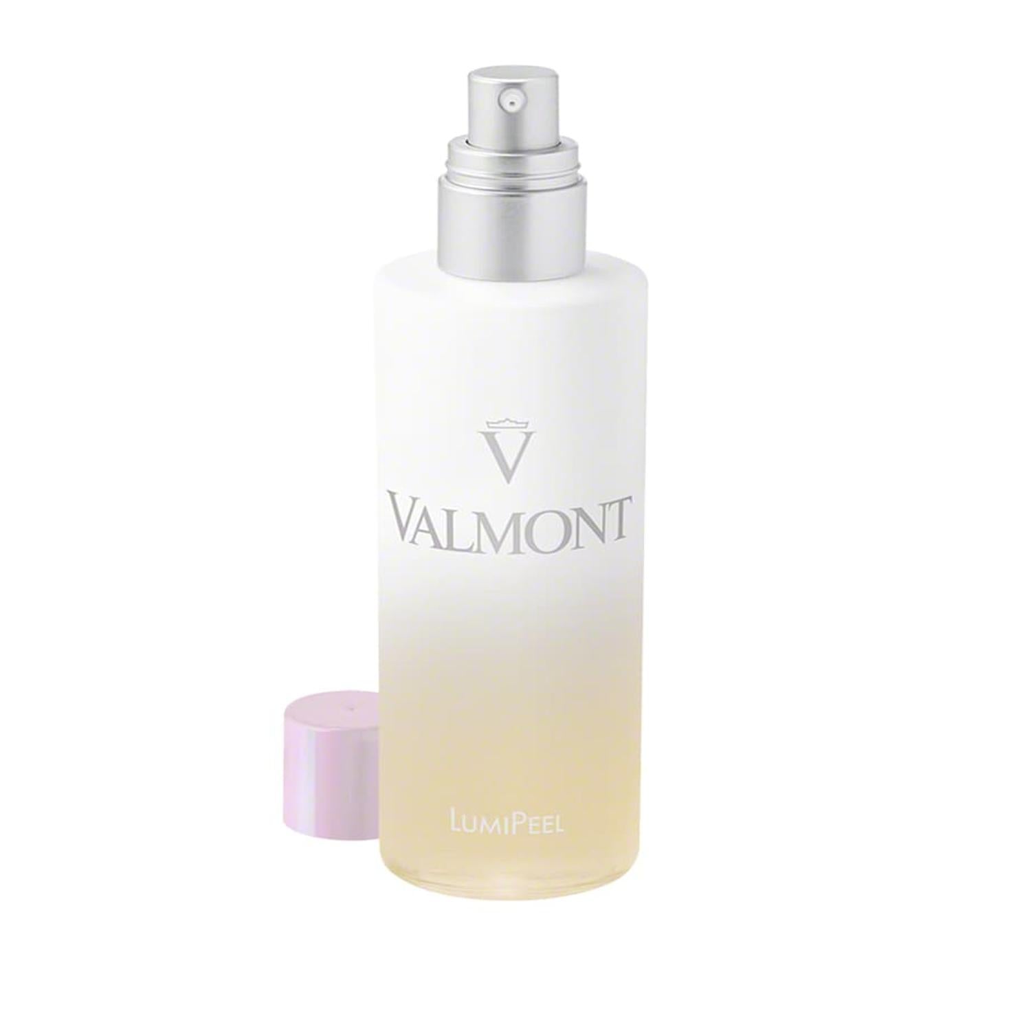 LumiPeel cosmetic pump bottle with silver spray top
