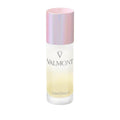 Serum bottle with pink cap and frosted white base, pale luminous gel