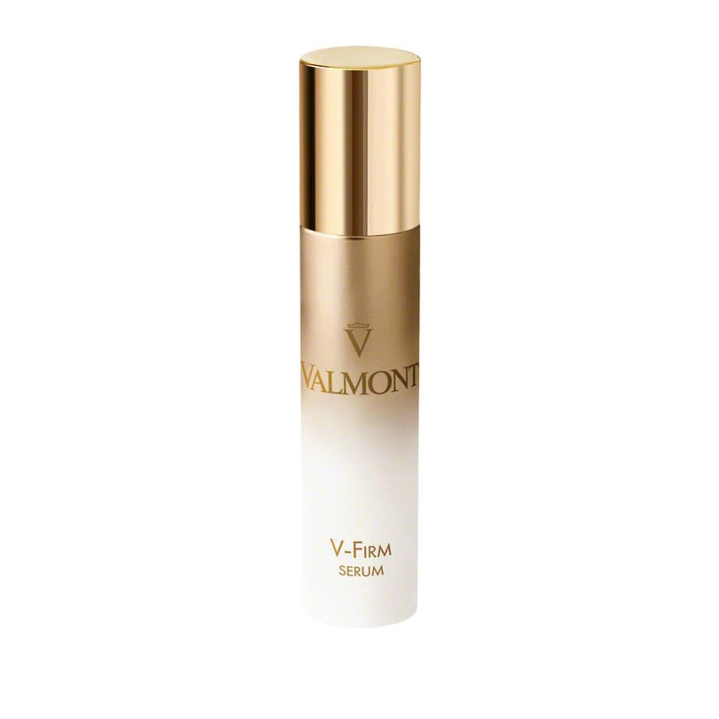 Valmont V-Firm serum bottle, gold cap and white pump, 30 ml