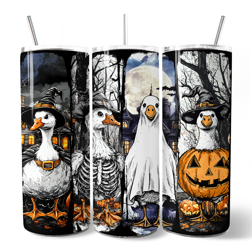 Halloween Goose in Costume 20oz Personalized Tumbler With Lid and Stainless Steel Straw, Birder Spooky Fall Gift Cup